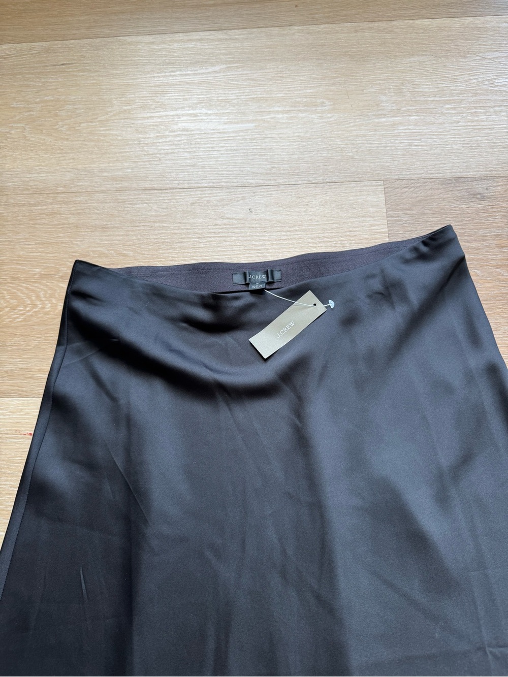 J. Crew Black Satin Bias-Cut Midi Skirt - Picture 3 of 9